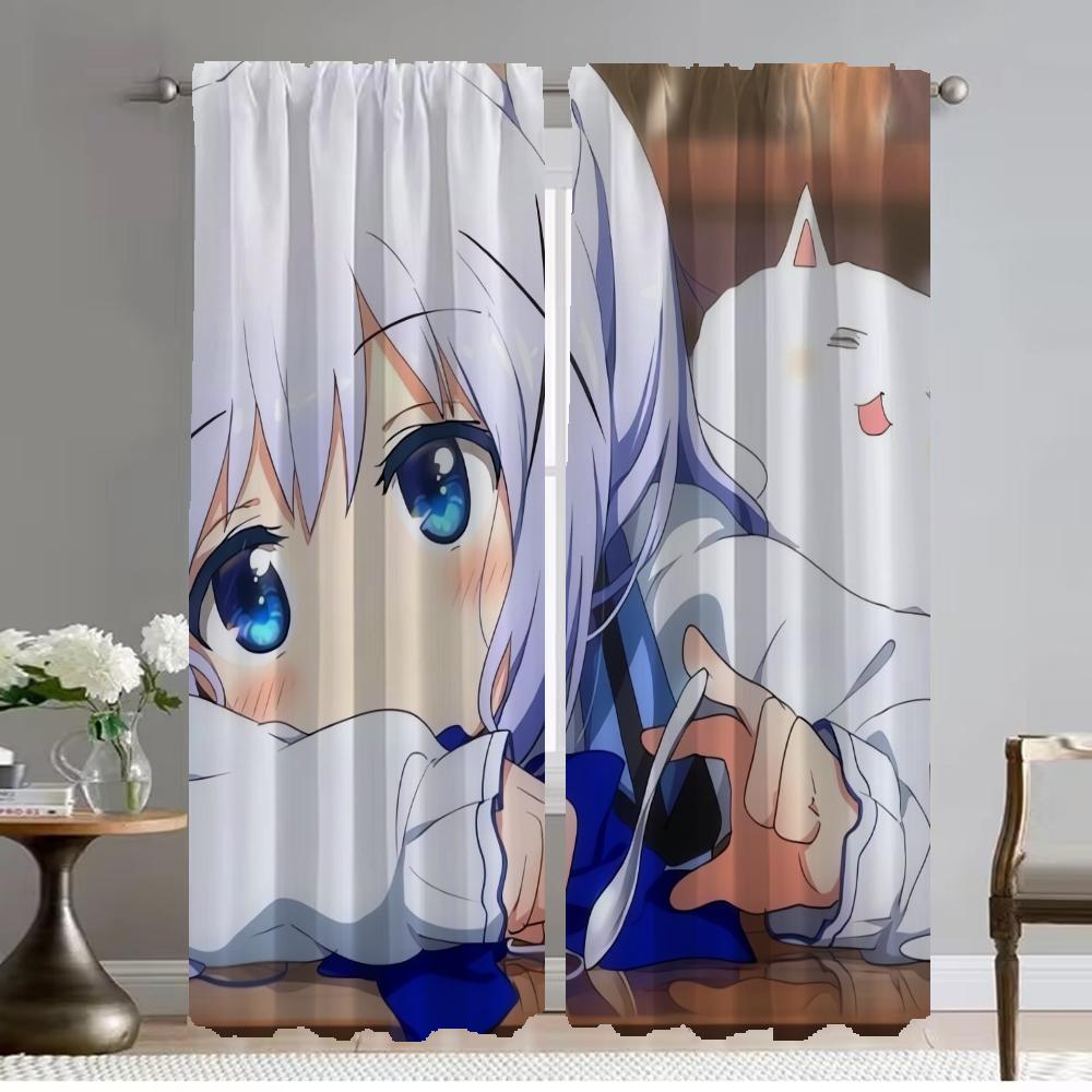 Kafuu Chino Blackout Curtain for Room 2 Panel Anti-mosquito Curtains Home Interior Curtains Shades Tulle for Bedroom Partition