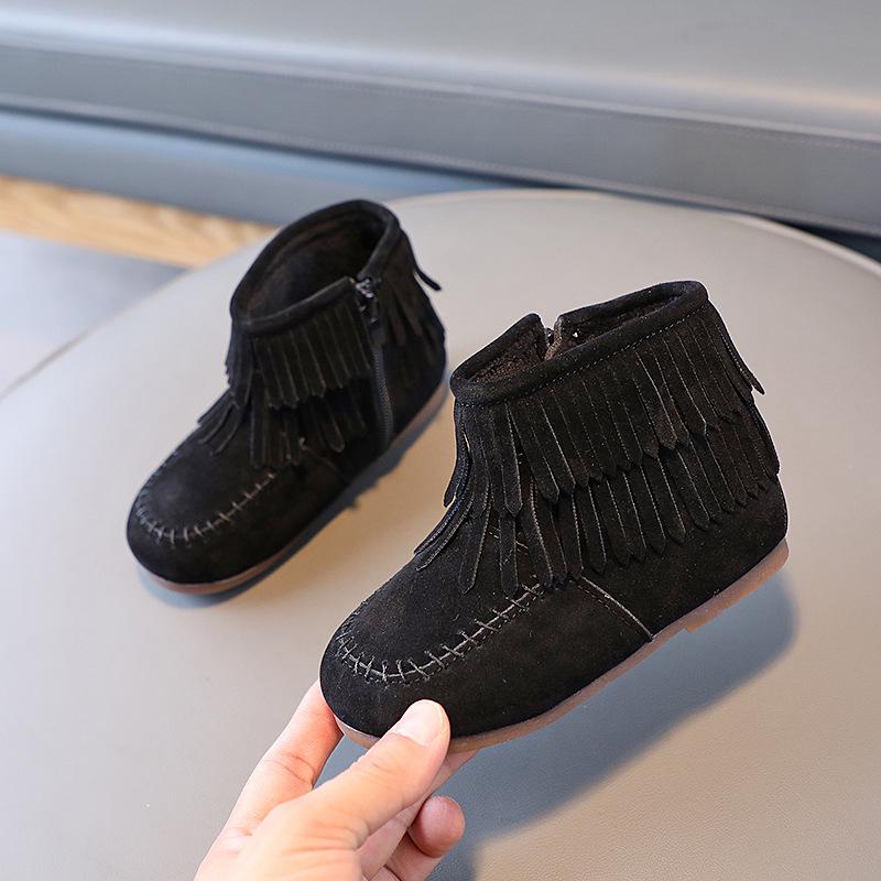 

Зимние ботильоны с кисточками для девочек - Принцесса Снежная и Мартин Детские хлопковые туфли Size 22 - 14cm