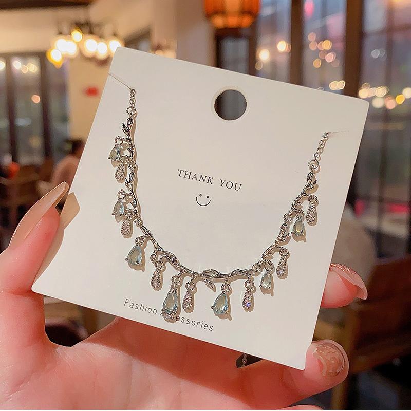 BLINGBAY Women's Pendant Necklace Delicate Diamonds Water Drop Twig Necklace Elegant Temperament High Design Sense Necklace Girls Jewelry Gift