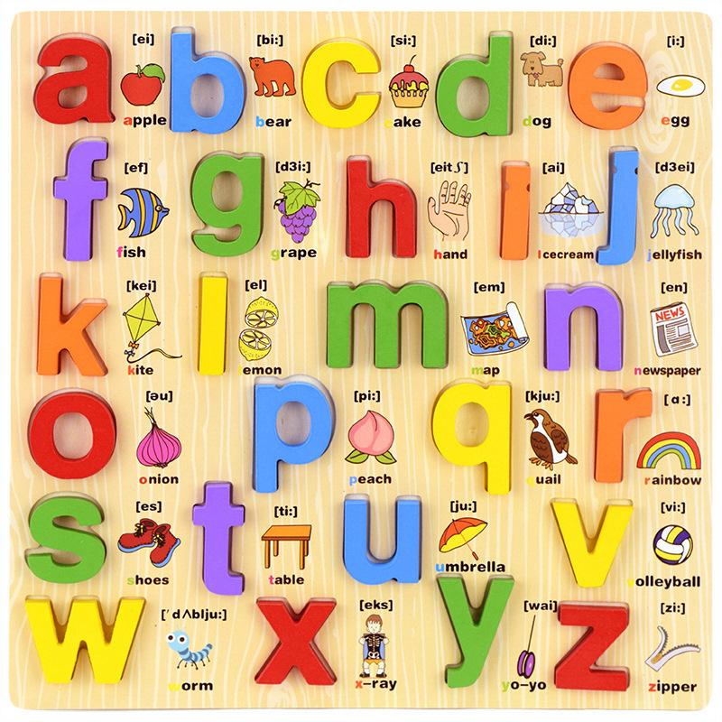 Wooden Children'S Early Education Uppercase And Lowercase Letters, Numbers, Shape Cognition, Baby Enlightenment, Educational Three-Dimensional Toys