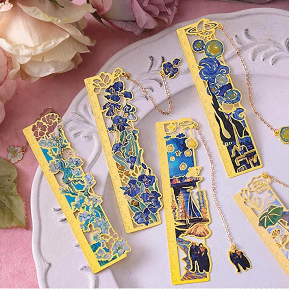 Oil Painting Style Metal Bookmark Alloy Hollow Bookmark Retro Book Clip  Student