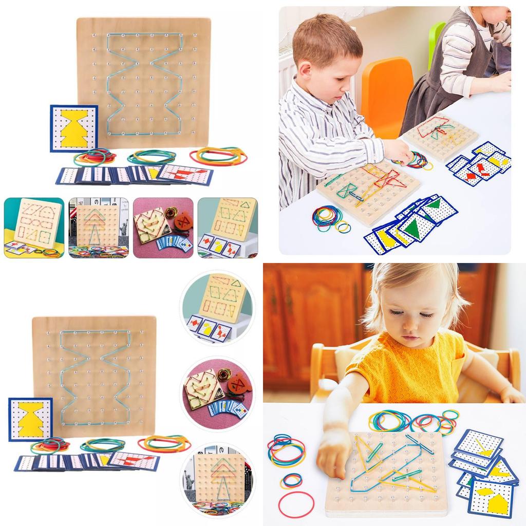 Creative Montessori Educational Wooden Peg Board For Cognitive Geometry And Color Recognition
