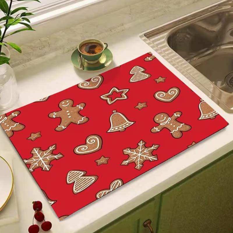 Cartoon Christmas Diatom Mud Water Absorbent Mat - Coffee Machine Heat Insulation & Kitchen Draining Anti-Slip Mat