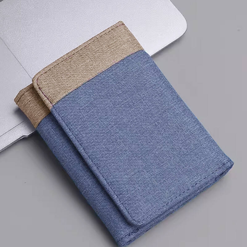 

Холщовый кошелек Мужской Короткий Студенческий Маленький Кошелек Визитница Простой Контрастный Джинсовый Трехсложный Кошелек