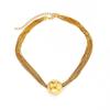 SHIXIN MultiLayer Stainless Steel Chain Round Ball Pendant Necklace Women New 18K Gold Plated Clavicle Chain Jewelry Waterproof