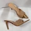 Soleist Elegant Women's Gold Lace Pumps | Pointed Toe Slip On High Heel Mules | Fashion Stiletto Shoes for Party Wedding