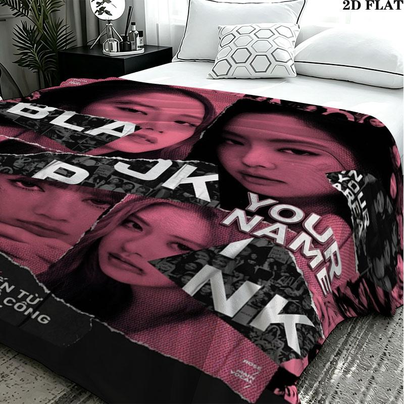 1PC Blackpink Custom Name Patterned Flannel Blanket Suitable For All Seasons for Home Decor Warmth and Comfort Gifts Holiday Present