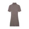 Womens Slim Fit Solid Color Knit Mini Dress High Neck Short Sleeve Street Chic Everyday Wear