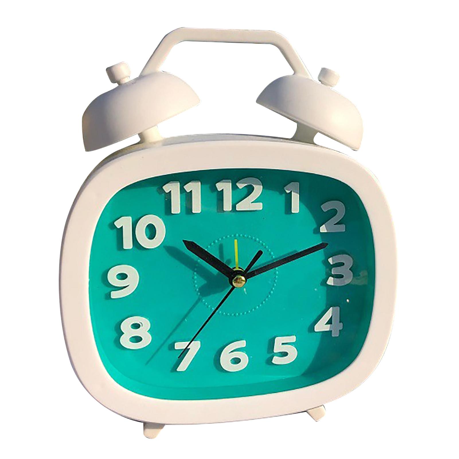 

Будильник с громким двойным звонком, работающий от батареек, вертикальный будильник для детей, студентов, спален Blue