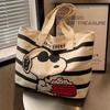 Snoopy Korean-Style Canvas Tote Bag, Large Capacity, Casual Summer Design, Versatile Single Shoulder Bag for Women