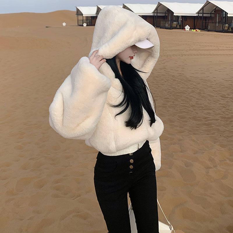 

Осенняя шуба из искусственного меха, новая женская модная утолщенная теплая короткая, поздняя осень, с высокой талией, пушистый топ L