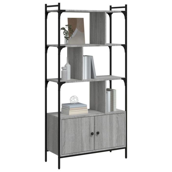 VidaXL Bibliothèque avec portes sonoma gris 76,5x30x154,5 cm 833351