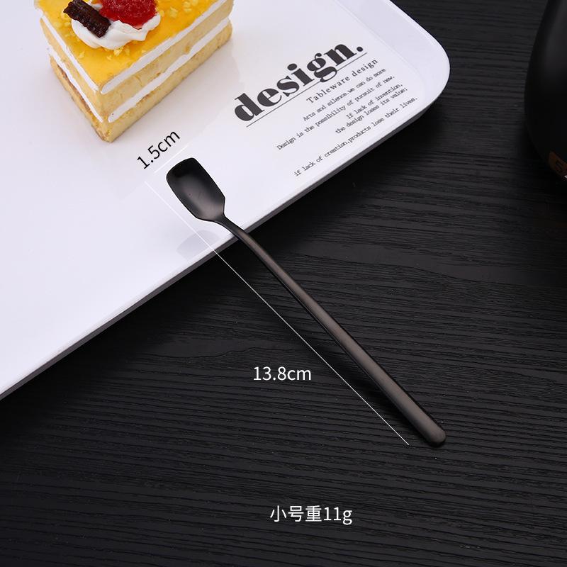 Cap pătrat din oțel inoxidabil cu mâner lung pentru amestecare cu gheață linguriță de ceai pentru vesela de bar