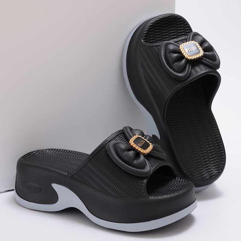 Fashion Smile New Platform Sandals Women for Summer 2025 6CM Heightened Bow Sandals with Antiskid Sole Stylish EVA Slippers For Women