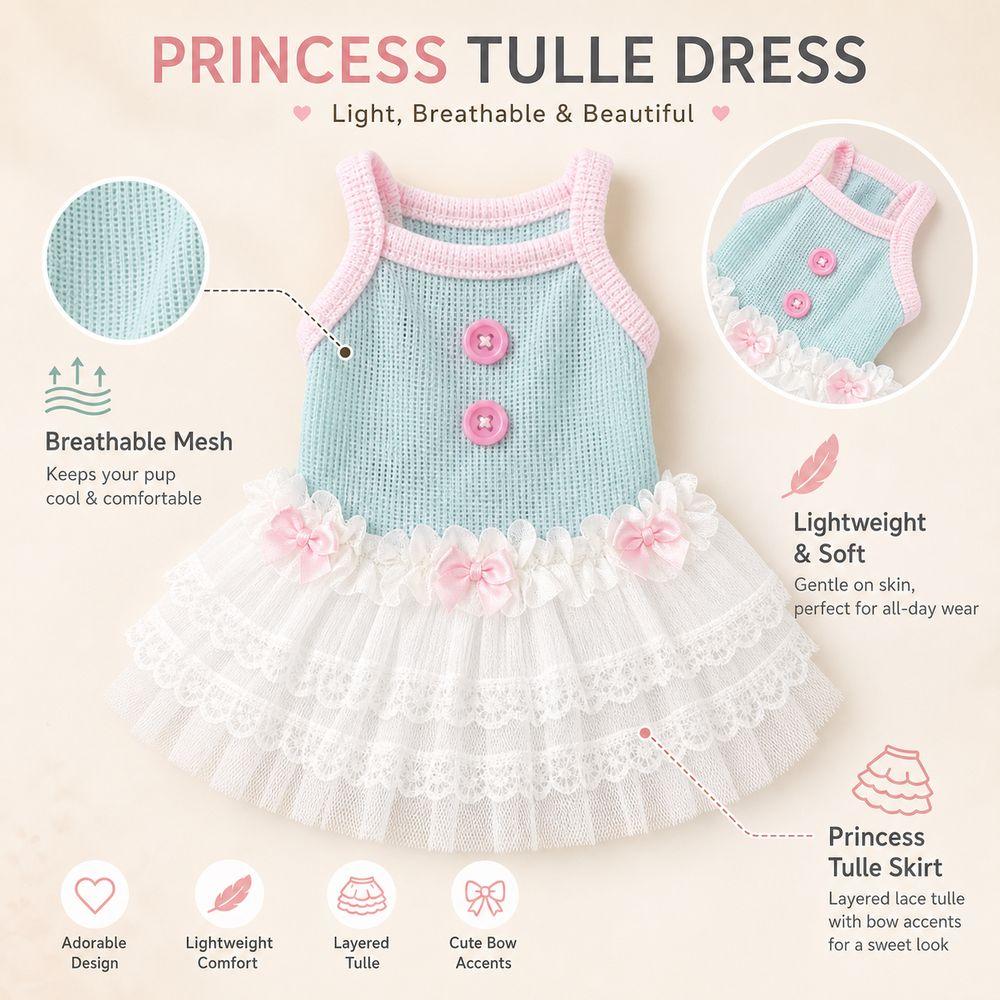 Netted Lace Pet Princess Dress Soft Tulle Dog Puffy Skirt New Dog Vest Pet Everyday Wear