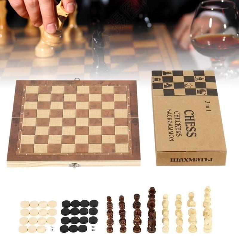 Premium Schachspiel aus Holz mit faltbarem Brett für fesselnde Familien-Spieleabende und Gehirnentwicklung