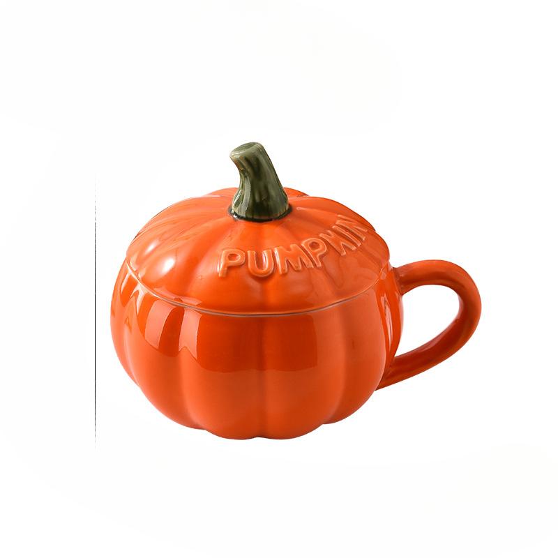 Pumpkin Cup Mug with Lid Spoon High Value Water Cup Office Home Breakfast Cup Practical