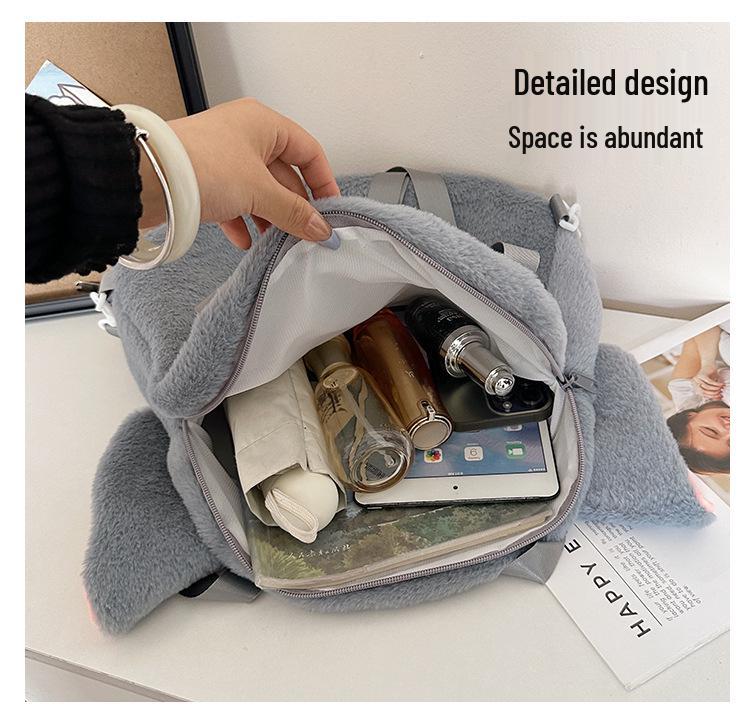 Crossbody Cute Cat & Mouse Plush Bag - Large Capacity, Lightweight, Spine-Friendly