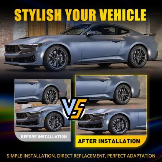 2X For Ford Mustang 2024-2025 Front LED Side Bumper Marker Clear Len White LED A