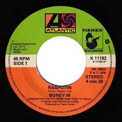 7inch Record BONEY M. - Rasputin K11192 Atlantic, Hansa 1978 UK Dance & Electronica Used