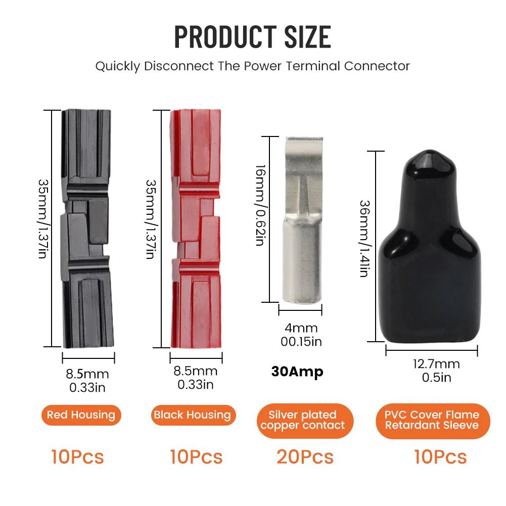10 Black +10red 30 Amp 600V For Anderson Plug Connector Dust Cover PC Shell For Electric Power Vehicles Photovoltaic System Tool