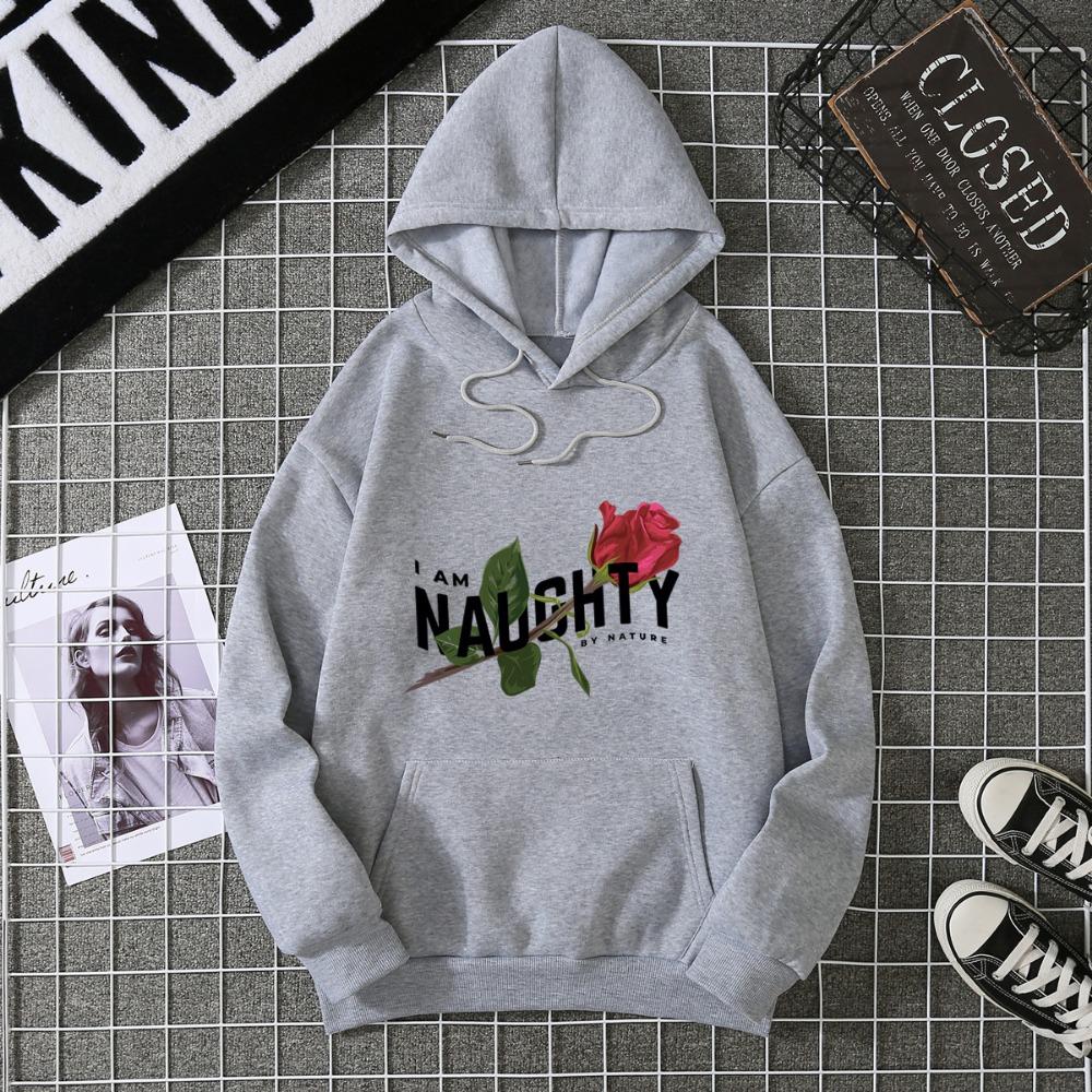 Women's Real Shot American Plant-printed Sweater Hooded Autumn and Winter New Men's and Women's Models