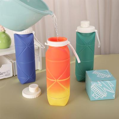 Temperature-sensitive Color-changing Water Cup Food-grade Silicone Folding Sports Kettle Portable Telescopic Cup Body Thickened.
