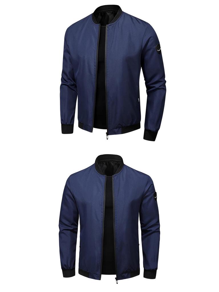 Męska Lekka Kurtka Baseballowa na Wiosnę i Jesień - Duże Rozmiary, Jednolity Kolor, Casualowa i Oddychająca