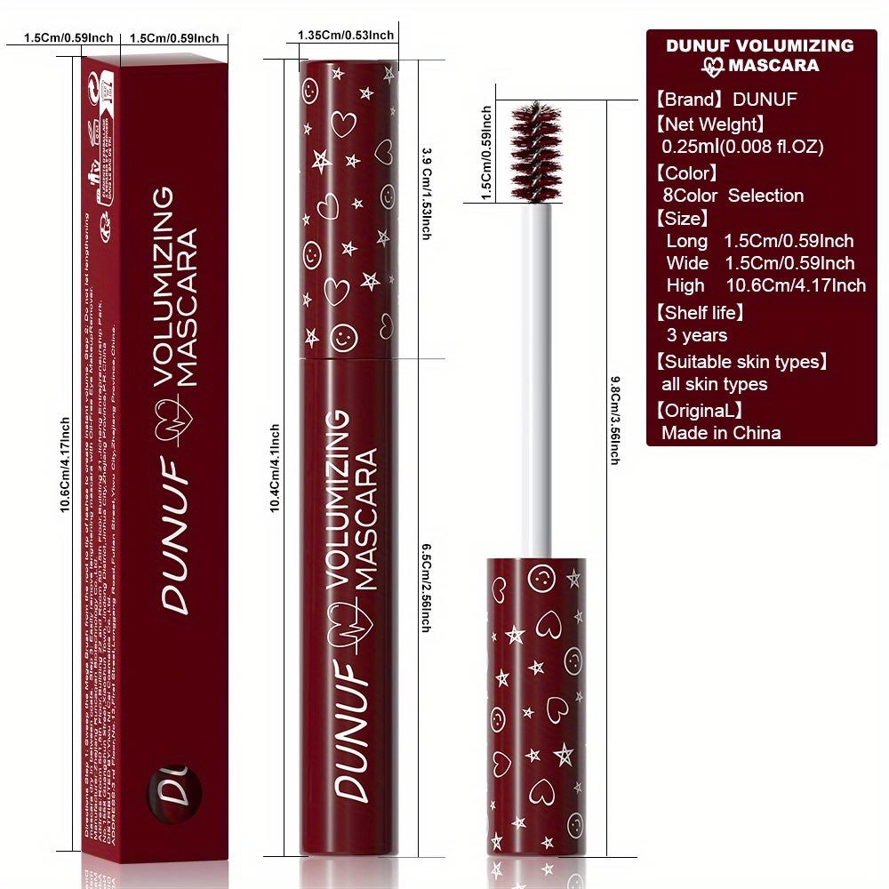 DUNUF Colored Mascara - Long-Wearing, Curling, Volumizing Mascara, Waterproof & Sweatproof, Slim Brush for Precise Application 8 colors
