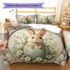 CuteEasteranimals Pattern Bedding Quilt Set Quilt Cover Pillowcase Home Decoration Birthday Gift (1 * duvet cover + 2 * pillowcase, without core)
