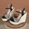 15CM Wedges Heel Platforms Sandals Chunky Sole Open Toe Crystal Straps Women's Fashion Sandals Zapatos De Mujer Size 34-42