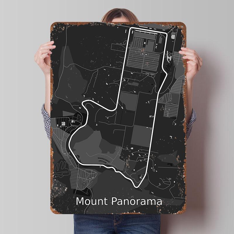 

Mount Panorama Circuit Map Tinplate Poster Customized Wall Art Vintage Retro Metal Signs for Room Decorations Decoration Home 20x30cm（7.8x11.8inch）