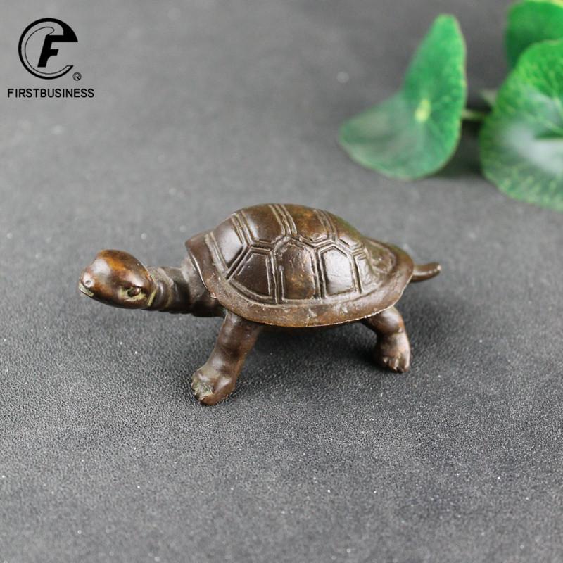 Solid Copper Turtle Statue Desktop Ornaments Vintage Brass Tortoise Figurines Toy Model Home Decorations Accessories Tea Pet