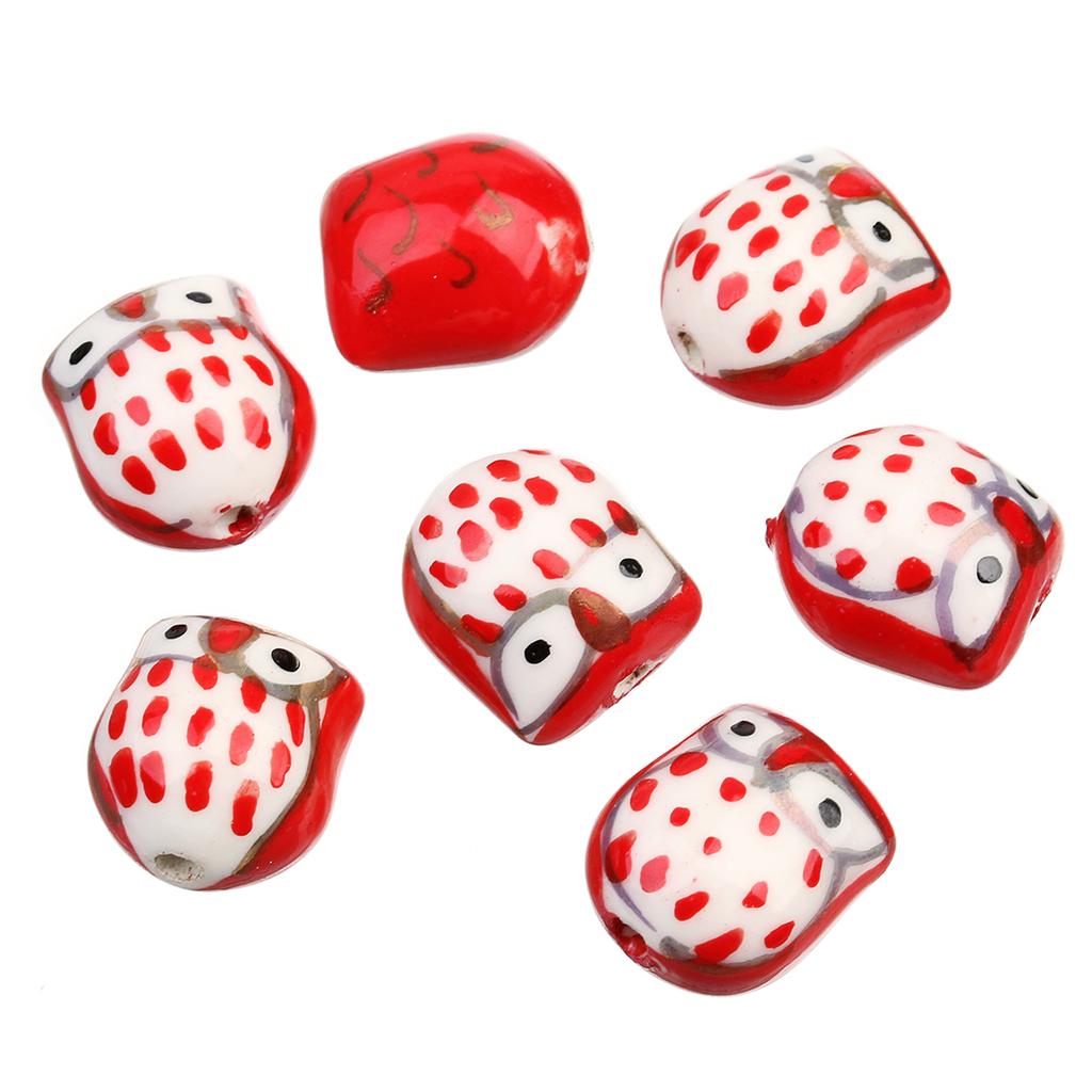 5Pcs Owl Ceramic Beads Colorful Cute Animal Loose Beads for Jewelry Making Accessories DIY Bracelet Necklace Keychain Charms