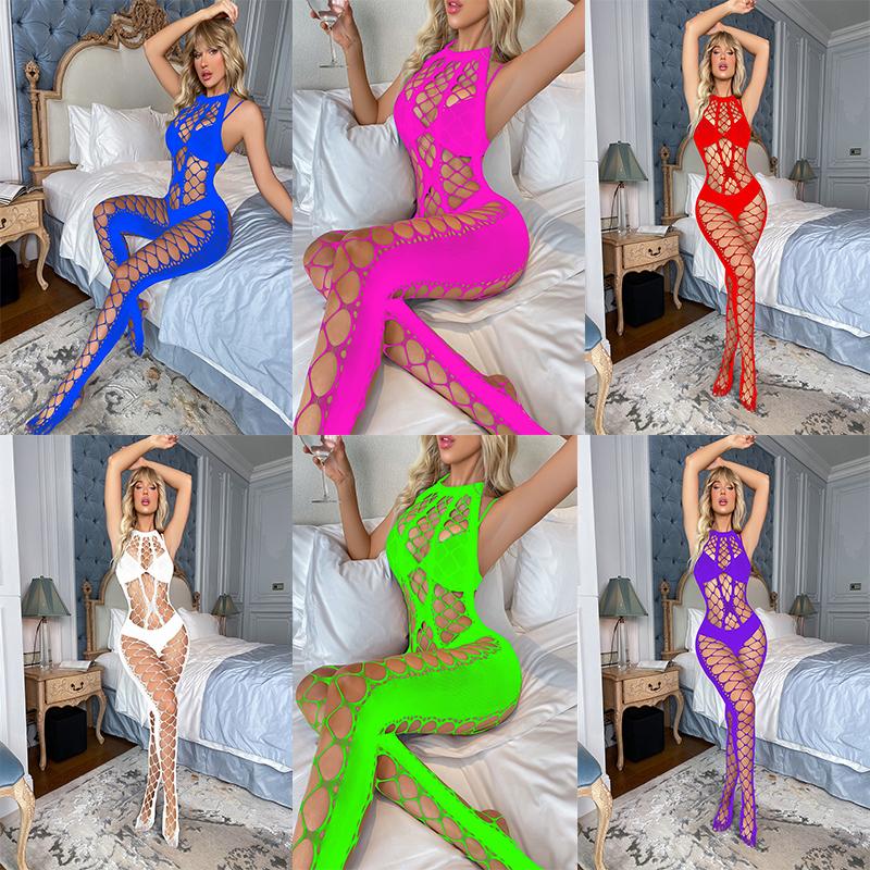 Sexy Lingerie Women Erotic Bodystocking Underwear Crotchless Sleeveless Fishnet Full Body Stockings BDSM Mesh For Sex Clothes