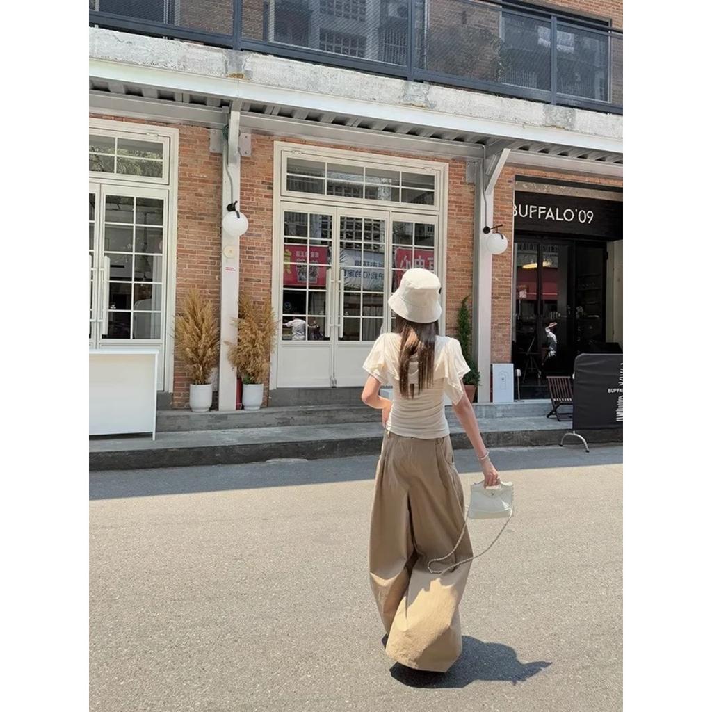 VIONA Loose Wide Leg Casual Pants Women's Fashionable Version Knife Edge Pants High Waist Nine Point Street Style Workwear Trend