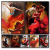 Graffiti Dansatoare Flamenco în Rochie Roșie Poster Sexy Fată Dansatoare Pictură pe Pânză Artă de Perete pentru Decor Interior Casă Bar Cadou Perfect