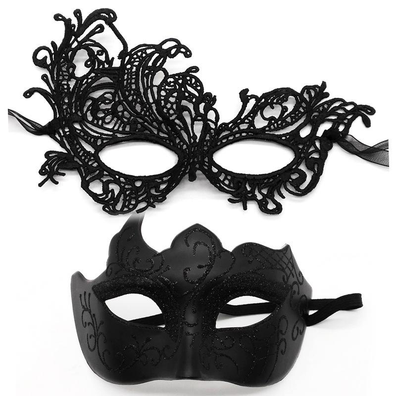 Men s Gold Powder Masquerade Half-Face Mask with Lace Trim