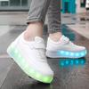 New luminous shoes LED light shoes charging four-wheel model runaway shoes wheels shoes double wheels, roller skates can be
