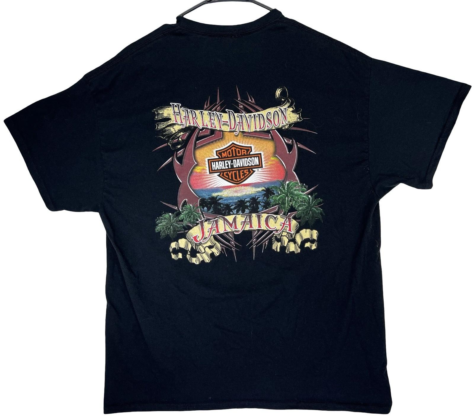 Vintage Y2K Harley Davidson Jamaica Black Graphic T Shirt Men s XL Moto Bike Unisex T-Shirt XXXXL