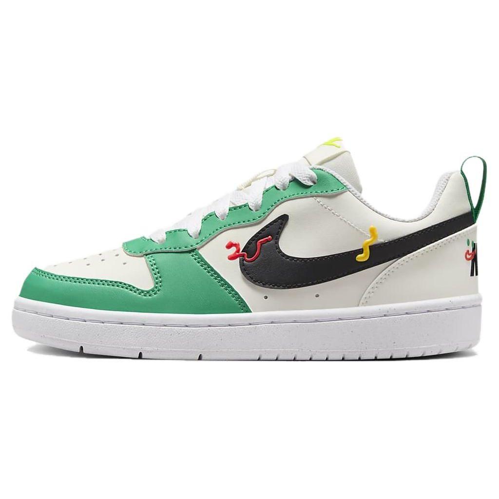 Nike Court Borough Comfortable Daily Slip Resistant Durable Low Top Kids Sneakers Kids Sneakers White Green HF5750-101