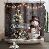 Merry Christmas Shower Curtain Winter Snow Santa Claus Christmas Trees Decor Bath Curtains Waterproof Bathtub Screen