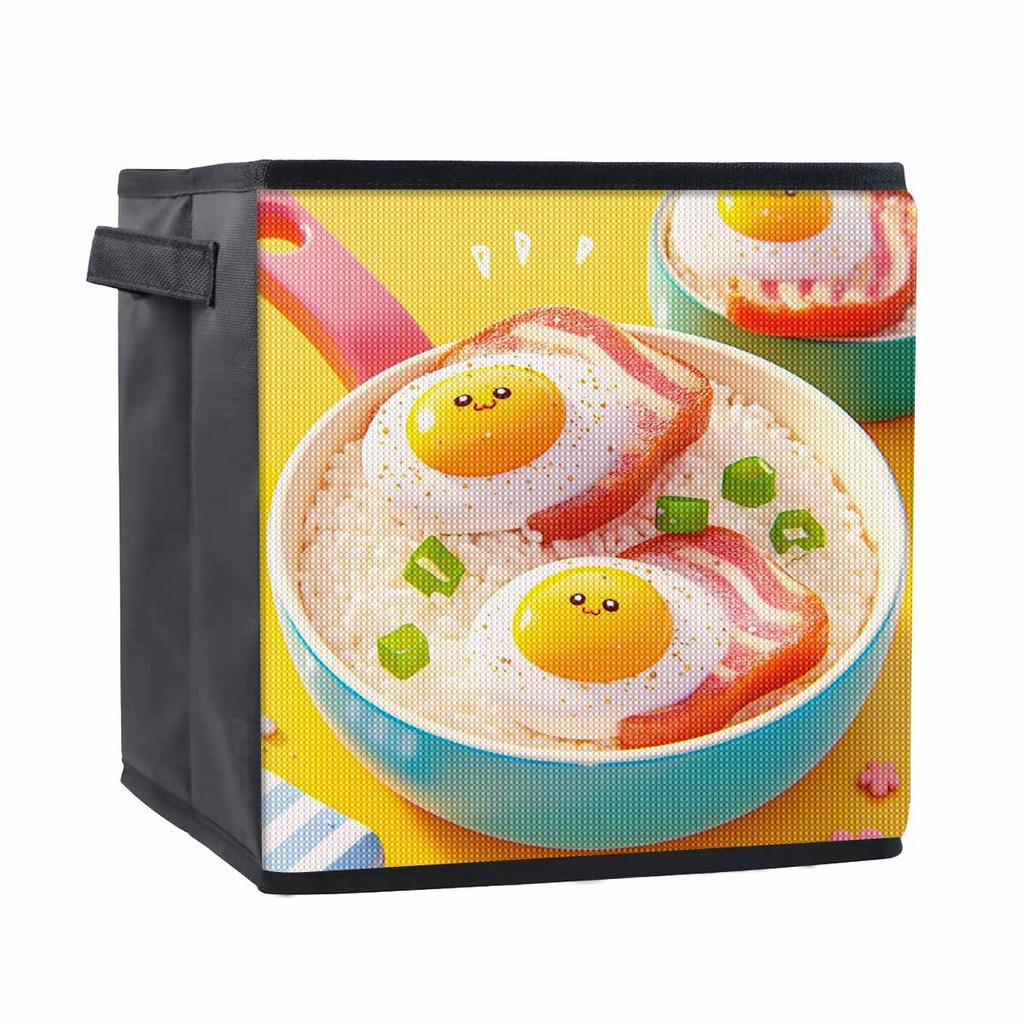 Cute Poached Eggs 5D Diamond Painting Storage Basket Full Round Drill Mosaic Diamond Embroidery Cross Stitch Kits Home Decor Home Decor