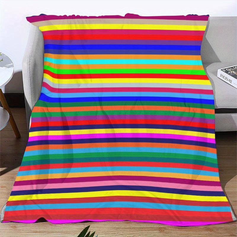 Regenbogenstreifen Klassische Decke Wendbarer Flanell-Überwurf für bunten Komfort Ganzjahres-Fröhlicher Stil Geschenk