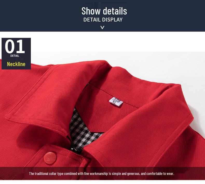 Herr Dubbellagers Arbetsklädesset i Ren Bomull - Enfärgat, Förtjockad Kostym för Svetsning, Kolbrytning, Höst & Vinter.