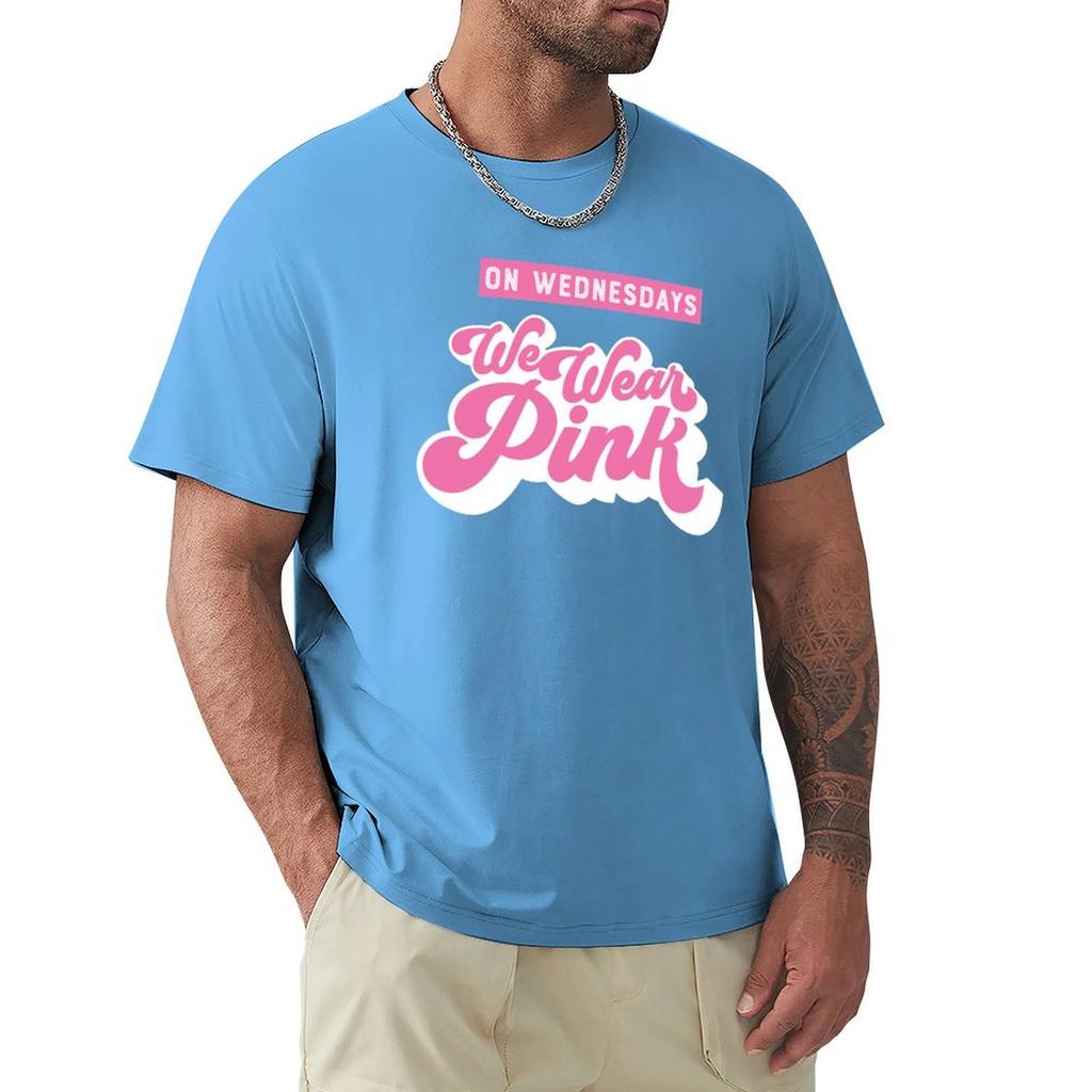 On Wednesdays We Wear Pink T-Shirt Graphic T Shirts Cotton Graphic Tees Plus Size Men Clothing