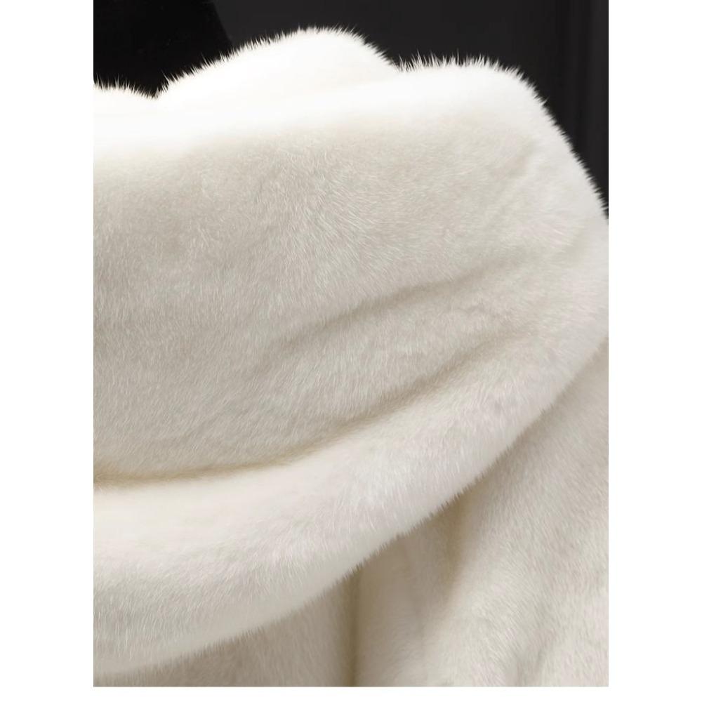 New High-end Imitation Velvet Mink Fur Coat Fur Coat Women's Long Hooded Environmentally Friendly Fur Coat