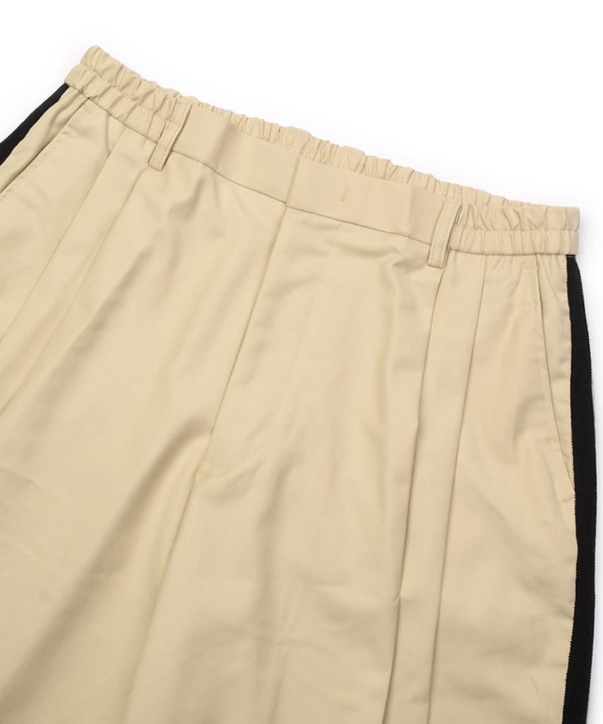 Ssioemi [Unisex] Satin-Trimmed Motorsport Trousers (Beige)