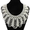 Handmade Layered Pearls Choker Necklace Luxurious Body Chain Shoulder Shawl Collar for Women Body Jewelry Accessory
