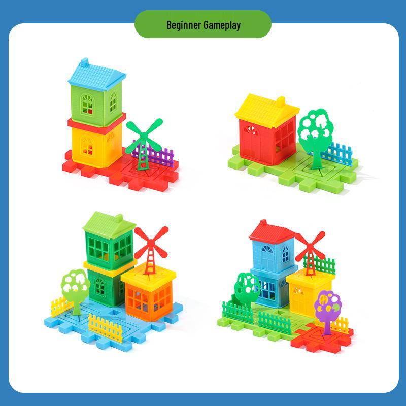 Educational Building Blocks Set for Kids: Large Particle Assembly Toy for Ages 3 to 6, featuring a Small Villa Design